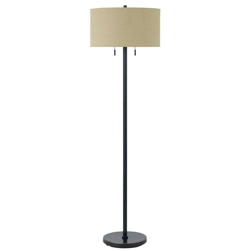 Home Outfitters 59" Bronze Two Light Traditional Shaped Floor Lamp With Brown Rectangular Shade