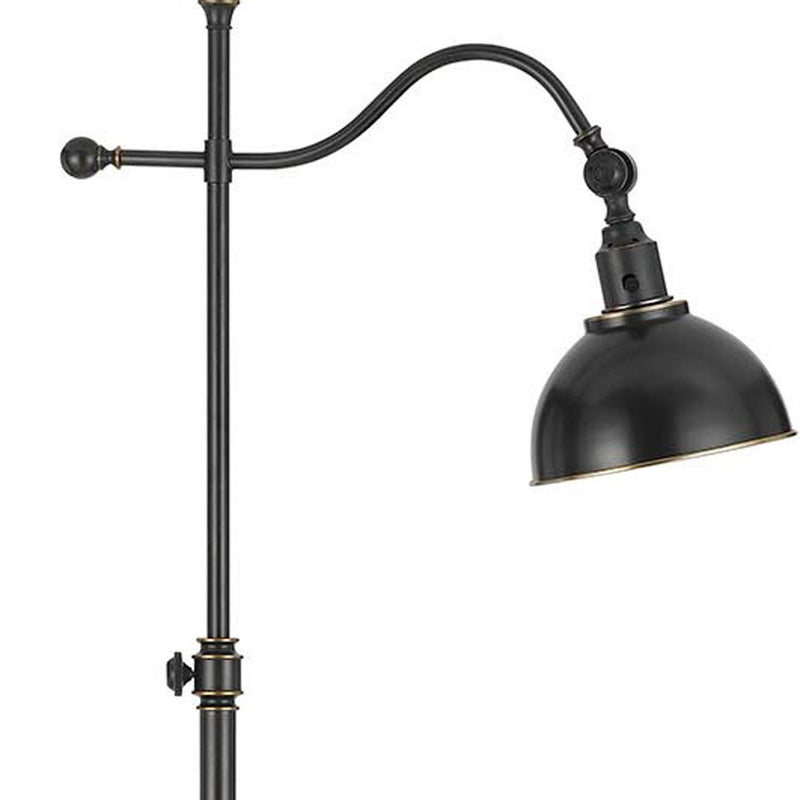 Home Outfitters 60" Bronze Adjustable Traditional Shaped Floor Lamp With Black Dome Shade