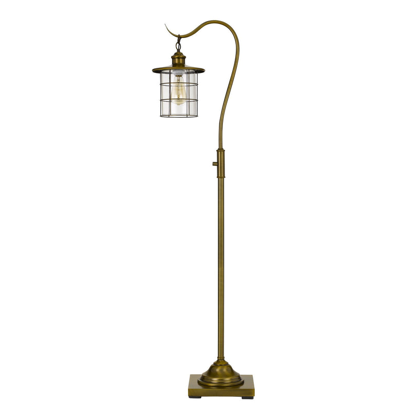 Home Outfitters 60" Brass Traditional Shaped Floor Lamp With Bronze Transparent Glass Drum Shade