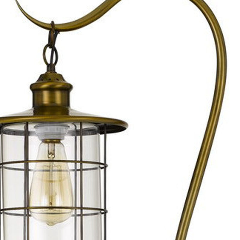 Home Outfitters 60" Brass Traditional Shaped Floor Lamp With Bronze Transparent Glass Drum Shade