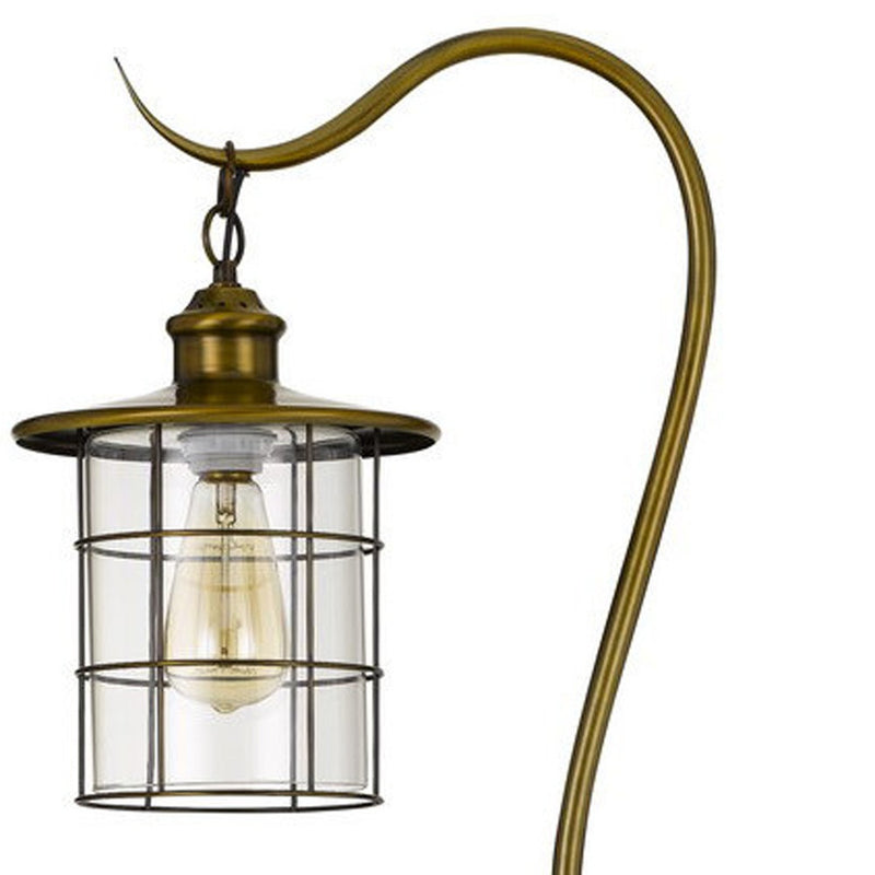 Home Outfitters 60" Brass Traditional Shaped Floor Lamp With Bronze Transparent Glass Drum Shade