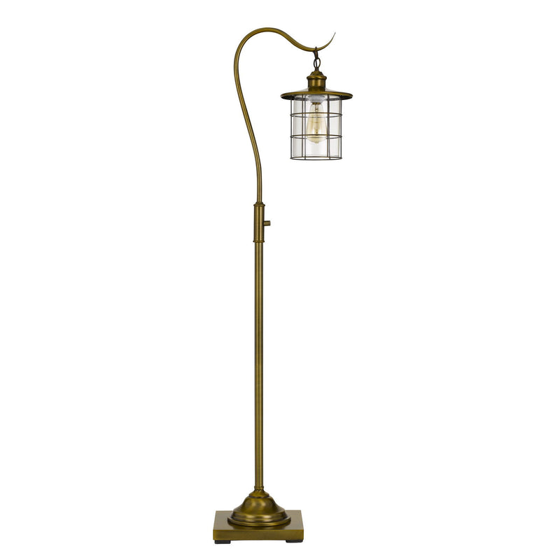 Home Outfitters 60" Brass Traditional Shaped Floor Lamp With Bronze Transparent Glass Drum Shade