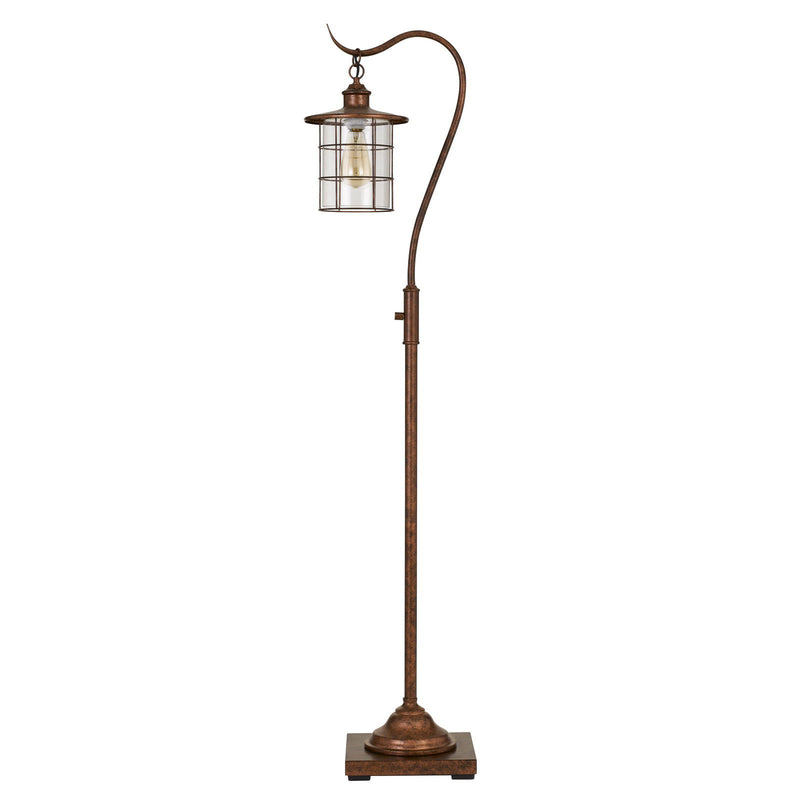 Home Outfitters 60" Rusted Traditional Shaped Floor Lamp With Rust Transparent Glass Drum Shade