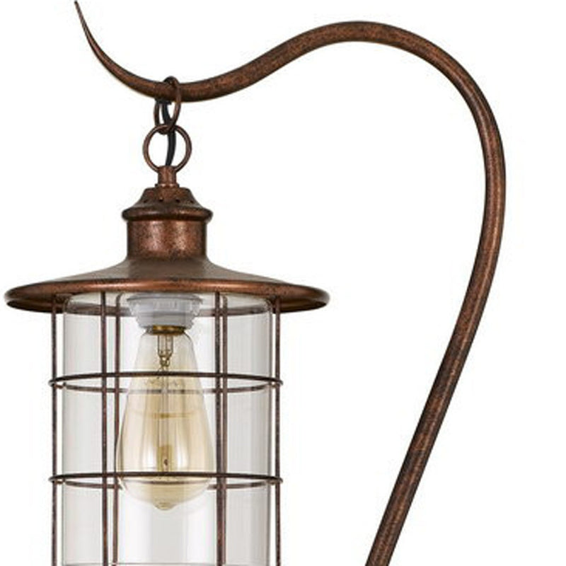 Home Outfitters 60" Rusted Traditional Shaped Floor Lamp With Rust Transparent Glass Drum Shade