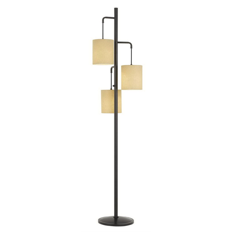 Home Outfitters 72" Bronze Three Light Traditional Shaped Floor Lamp With Beige Drum Shade