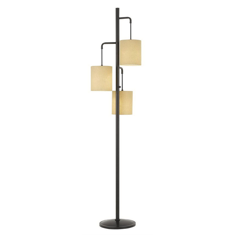 Home Outfitters 72" Bronze Three Light Traditional Shaped Floor Lamp With Beige Drum Shade