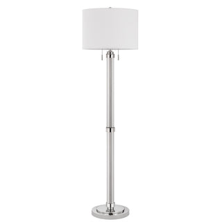 Home Outfitters 60" Chrome Two Light Traditional Shaped Floor Lamp With White Rectangular Shade