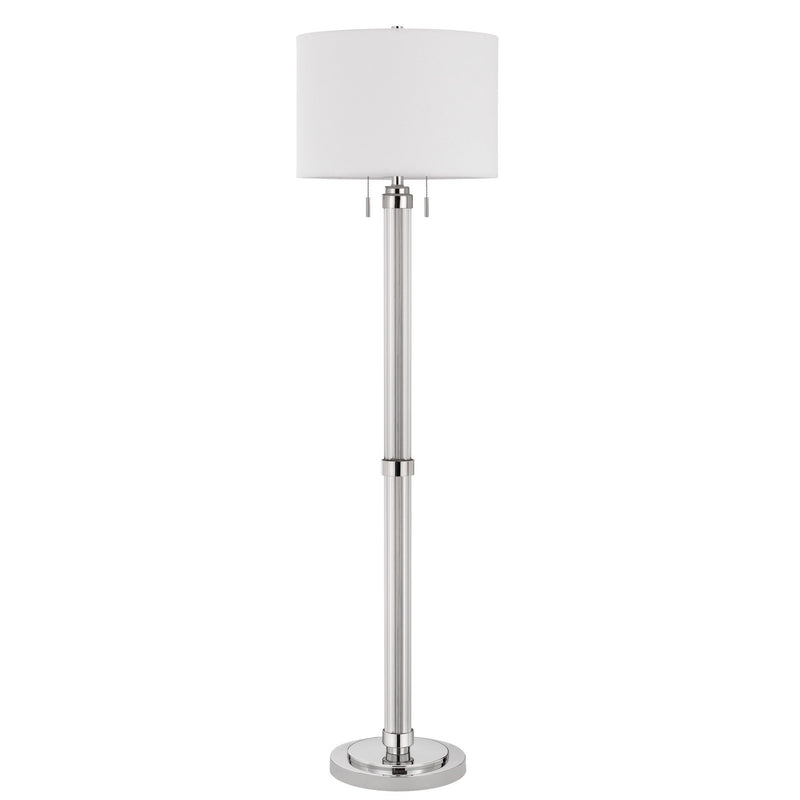 Home Outfitters 60" Chrome Two Light Traditional Shaped Floor Lamp With White Rectangular Shade