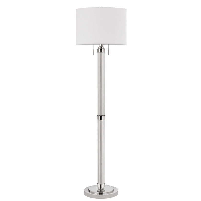 Home Outfitters 60" Chrome Two Light Traditional Shaped Floor Lamp With White Rectangular Shade