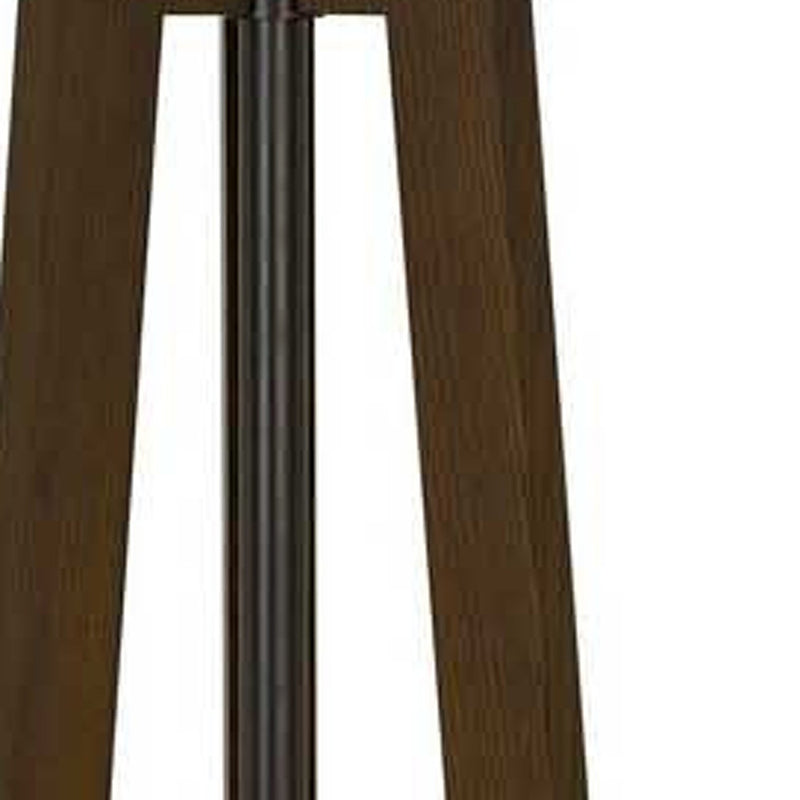 Home Outfitters 65" Brown Tripod Floor Lamp With White Rectangular Shade