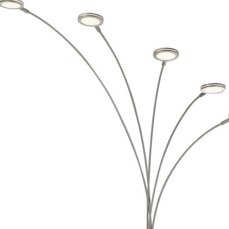 Home Outfitters 72" Nickel Five Light Led Arc Floor Lamp