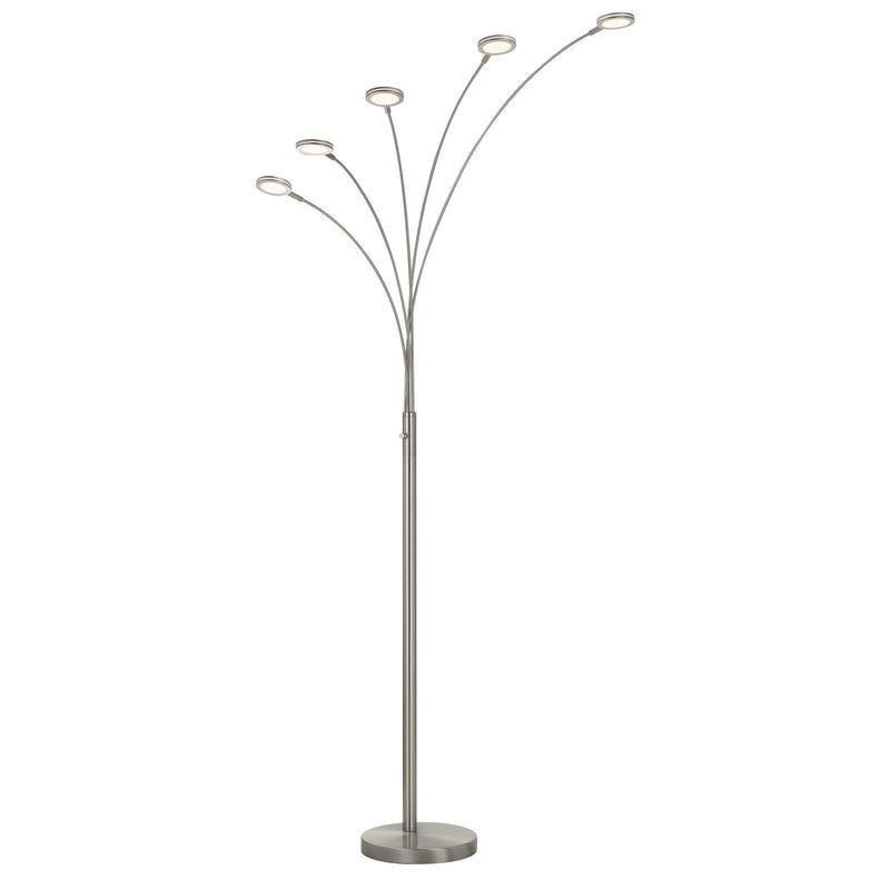 Home Outfitters 72" Nickel Five Light Led Arc Floor Lamp