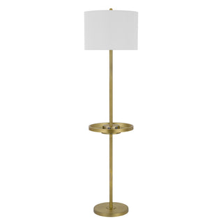 Home Outfitters 62" Brass Tray Table Floor Lamp With White Square Shade