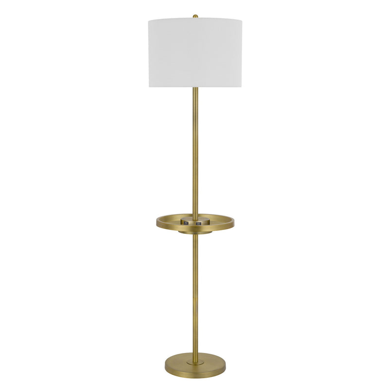 Home Outfitters 62" Brass Tray Table Floor Lamp With White Square Shade