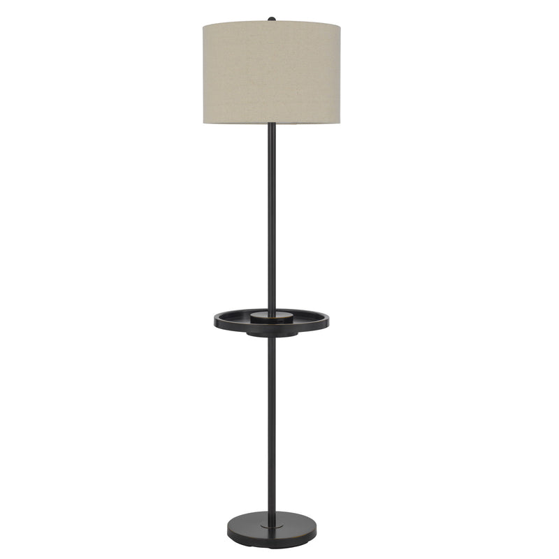 Home Outfitters 62" Bronze Tray Table Floor Lamp With Beige Drum Shade