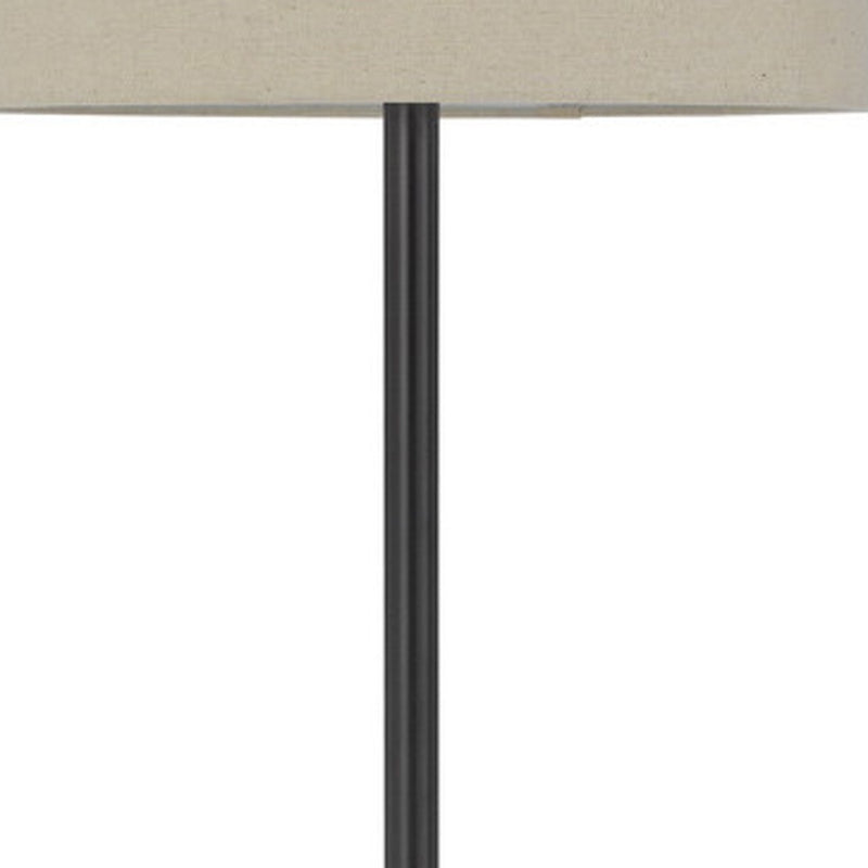 Home Outfitters 62" Bronze Tray Table Floor Lamp With Beige Drum Shade