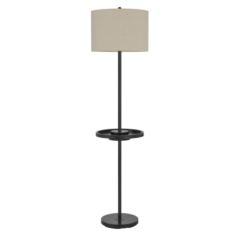 Home Outfitters 62" Bronze Tray Table Floor Lamp With Beige Drum Shade