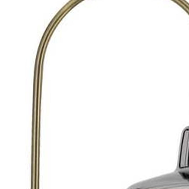 Home Outfitters 61" Brass Adjustable Arc Floor Lamp With Antiqued Brass Mirrored Glass Novelty Shade