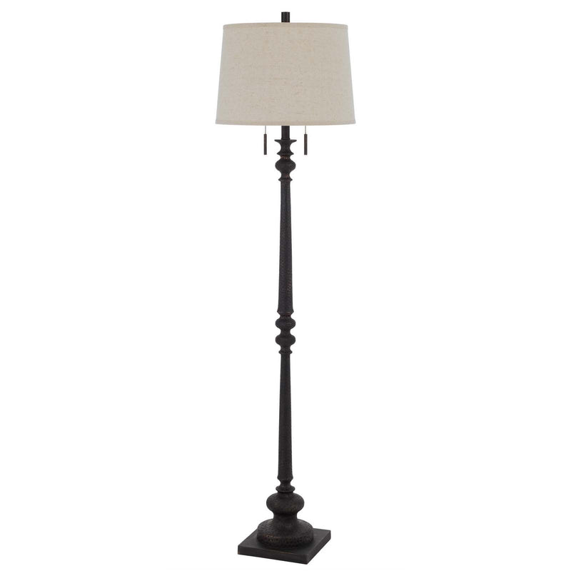 Home Outfitters 63" Rusted Two Light Traditional Shaped Floor Lamp With Beige Square Shade