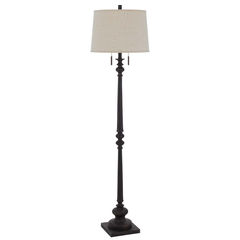 Home Outfitters 63" Rusted Two Light Traditional Shaped Floor Lamp With Beige Square Shade