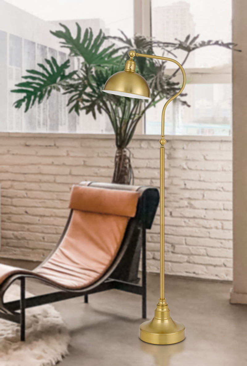 Home Outfitters 60" Brass Traditional Shaped Floor Lamp With Antiqued Brass Dome Shade