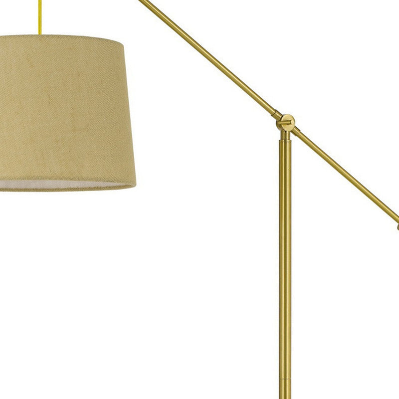 Home Outfitters 68" Brass Adjustable Traditional Shaped Floor Lamp With Antiqued Brass Drum Shade