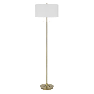 Home Outfitters 64" Brass Two Light Traditional Shaped Floor Lamp With White Rectangular Shade