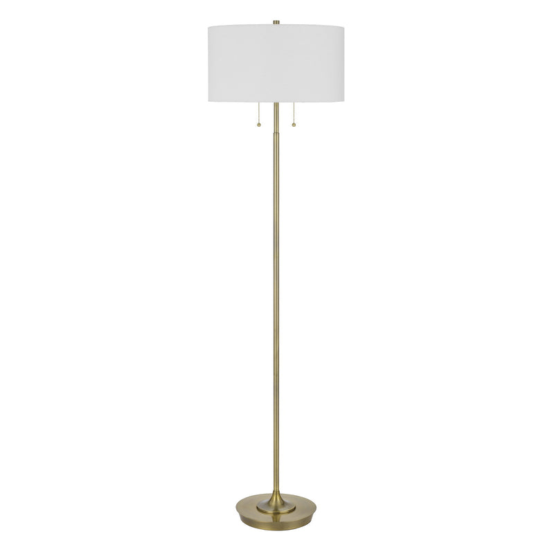 Home Outfitters 64" Brass Two Light Traditional Shaped Floor Lamp With White Rectangular Shade