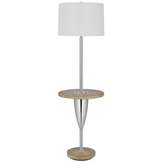 Home Outfitters 61" Chrome Tray Table Floor Lamp With White Square Shade
