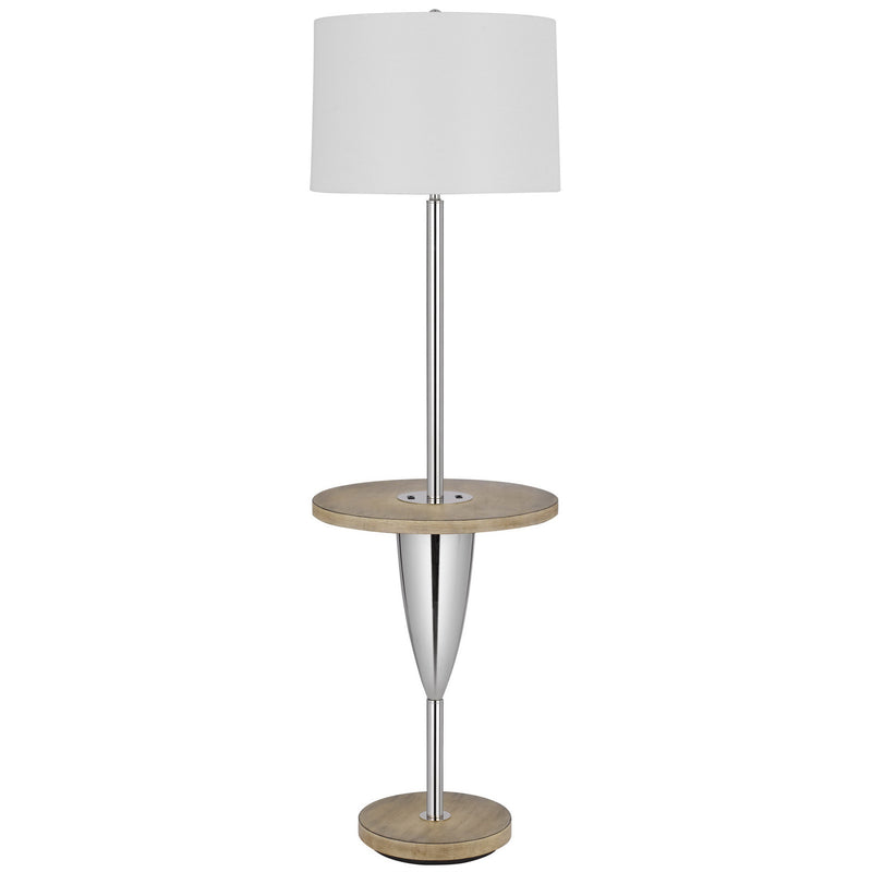 Home Outfitters 61" Chrome Tray Table Floor Lamp With White Square Shade