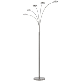 Home Outfitters 82" Nickel Five Light Led Arc Floor Lamp