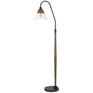 Home Outfitters 71" Brown Traditional Shaped Floor Lamp With Clear Transparent Glass Empire Shade