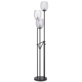 Home Outfitters 71" Black Three Light Traditional Shaped Floor Lamp With Clear Transparent Glass Novelty Shade