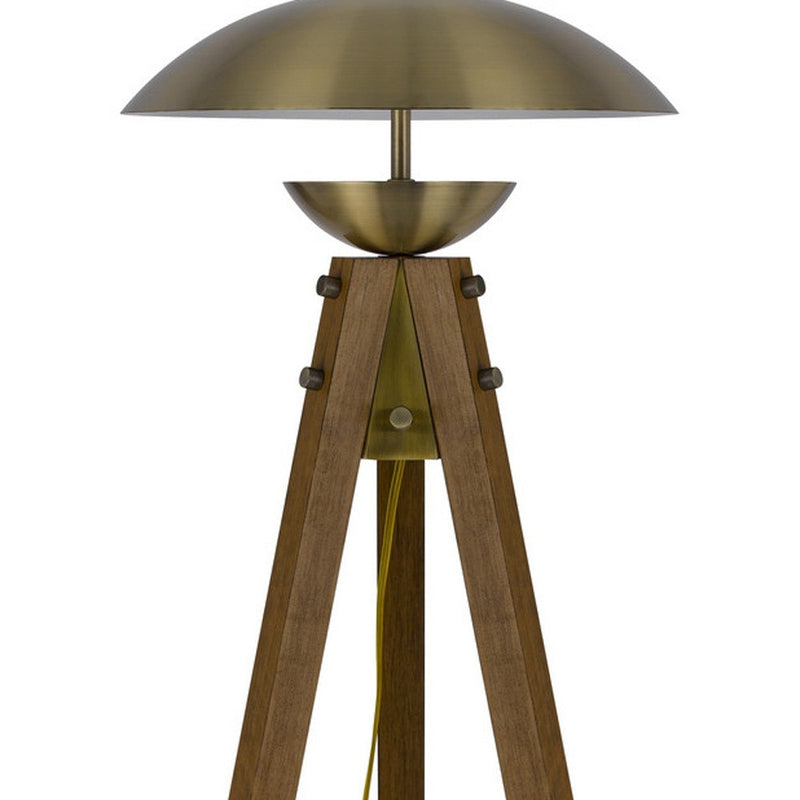 Home Outfitters 55" Brass Tripod Floor Lamp With Antiqued Brass Dome Shade