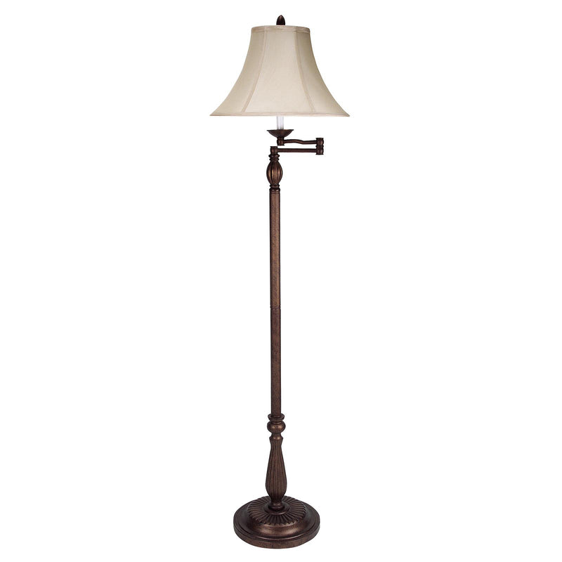 Home Outfitters 62" Rusted Swing Arm Floor Lamp With Champagne Bell Shade