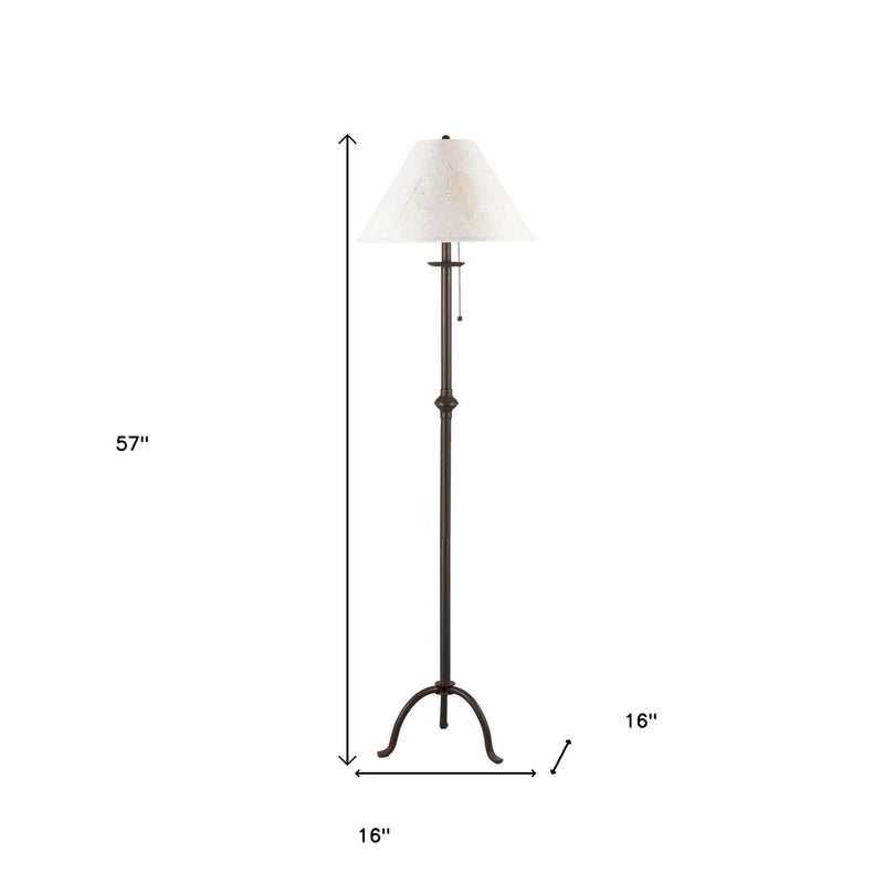 Home Outfitters 57" Black Traditional Shaped Floor Lamp With White Empire Shade