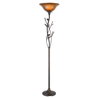 Home Outfitters 72" Rusted Torchiere Floor Lamp With Brown Frosted Glass Dome Shade