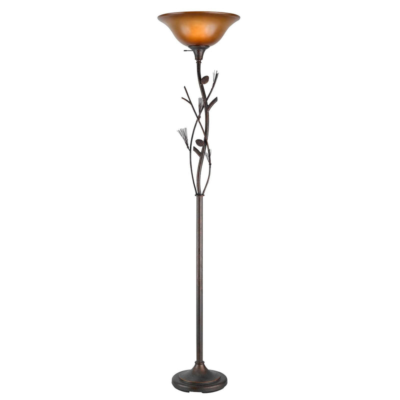 Home Outfitters 72" Rusted Torchiere Floor Lamp With Brown Frosted Glass Dome Shade