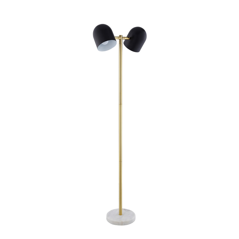 Home Outfitters 58" Black and Gold Two Light Floor Lamp With Black Bell Shade