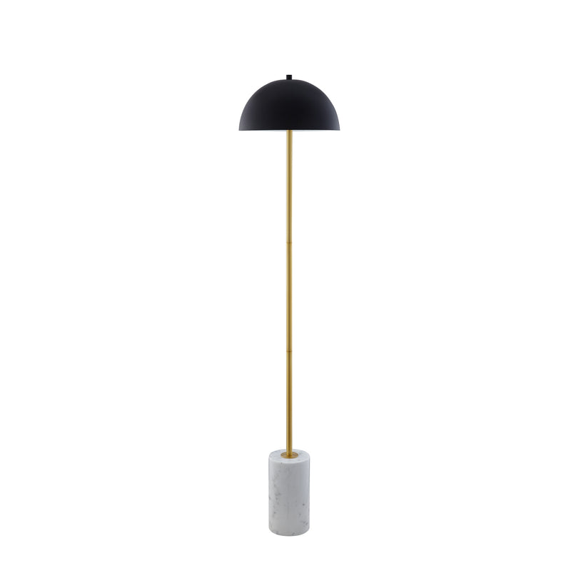 Home Outfitters 65" Gold and White Floor Lamp With Black Dome Shade