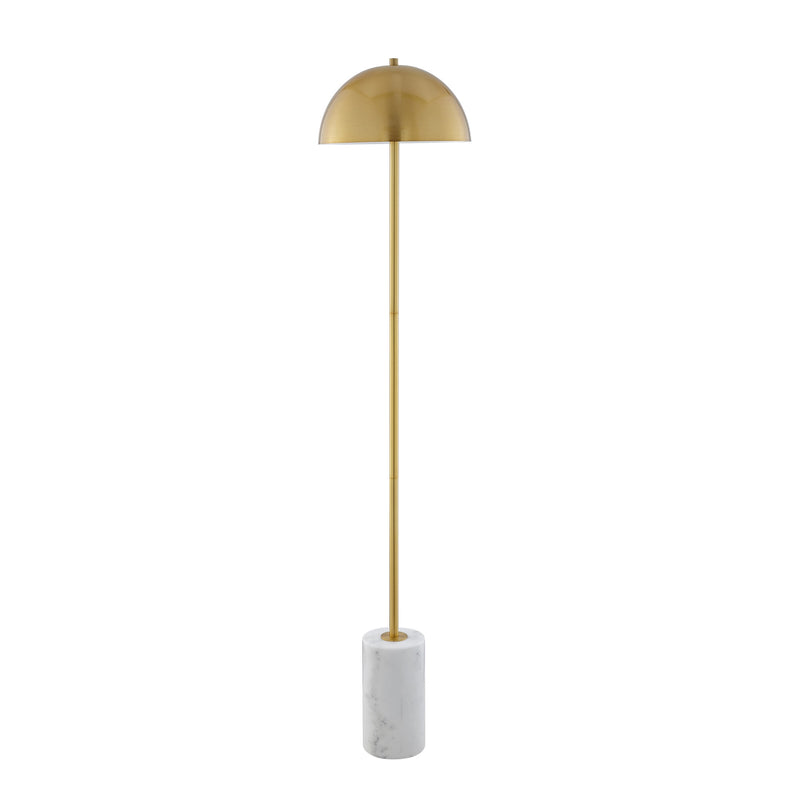 Home Outfitters 65" Gold and White Floor Lamp With Brass Dome Shade