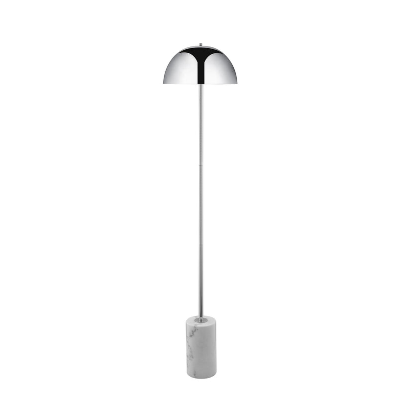 Home Outfitters 65" Chrome and White Floor Lamp With Silver Metallic Dome Shade