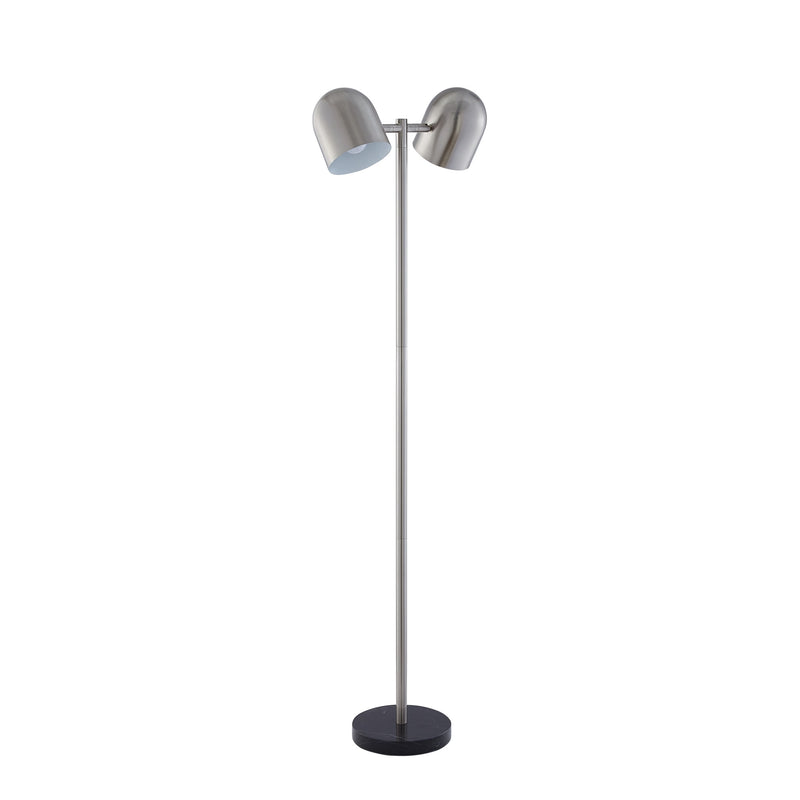 Home Outfitters 58" Chrome and Black Two Light Floor Lamp With Silver Bell Shade