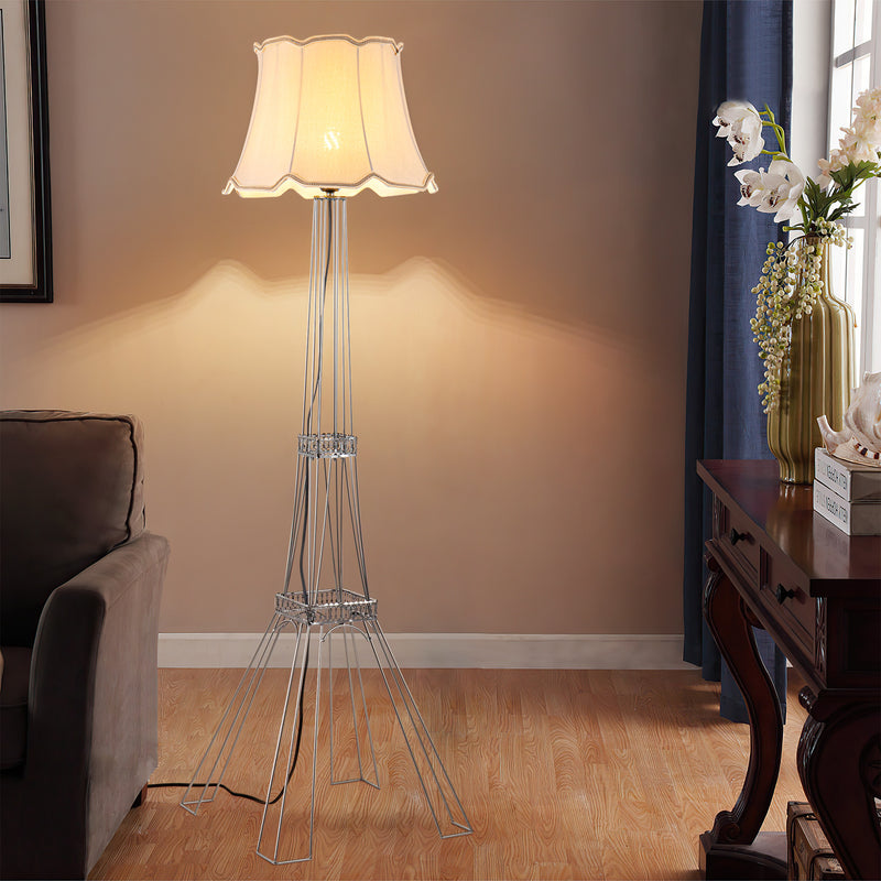 Home Outfitters 56" Brass LED Light Changing Floor Lamp With Beige Bell Shade