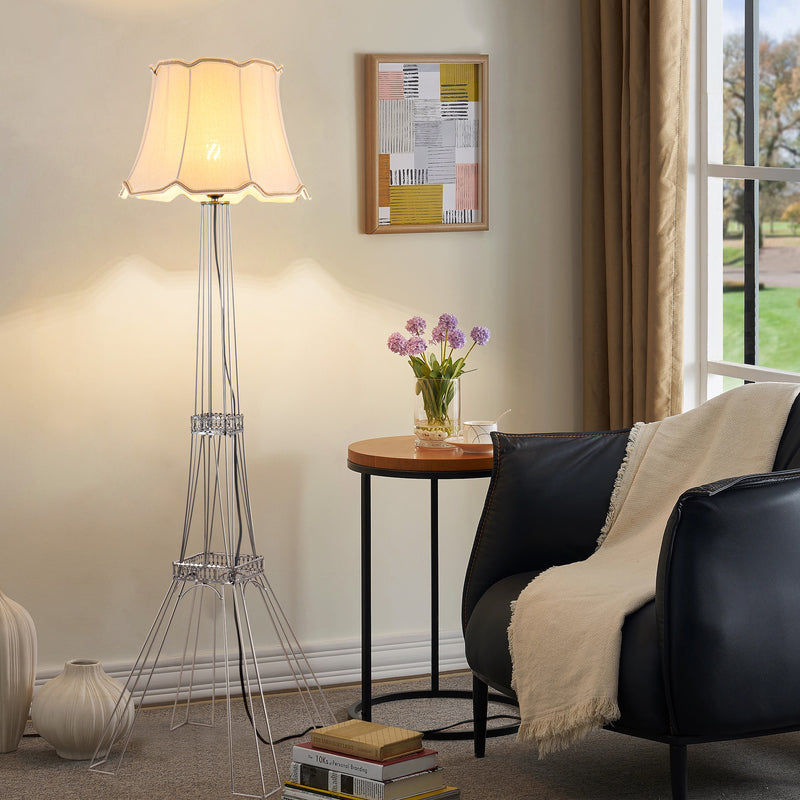 Home Outfitters 56" Brass LED Light Changing Floor Lamp With Beige Bell Shade