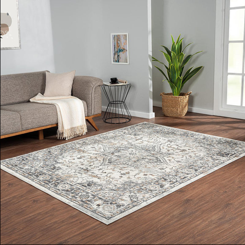 Home Outfitters Grey Medallion Woven Area Rug 6x9&
