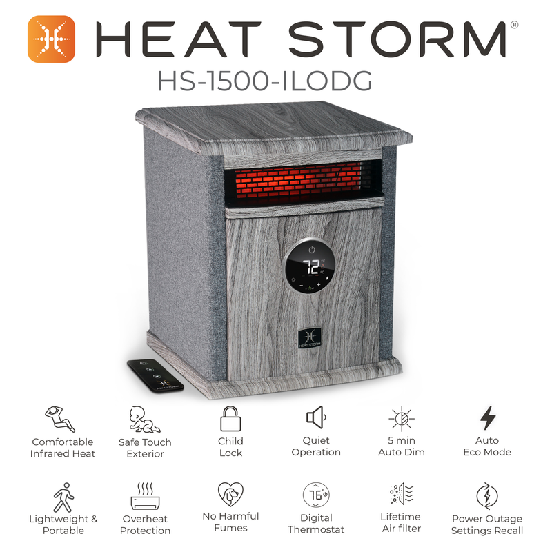 Heat Storm HS-1500-ILODG Cabinet Heater, 15" H x 13.5" W x 11" D, Gray