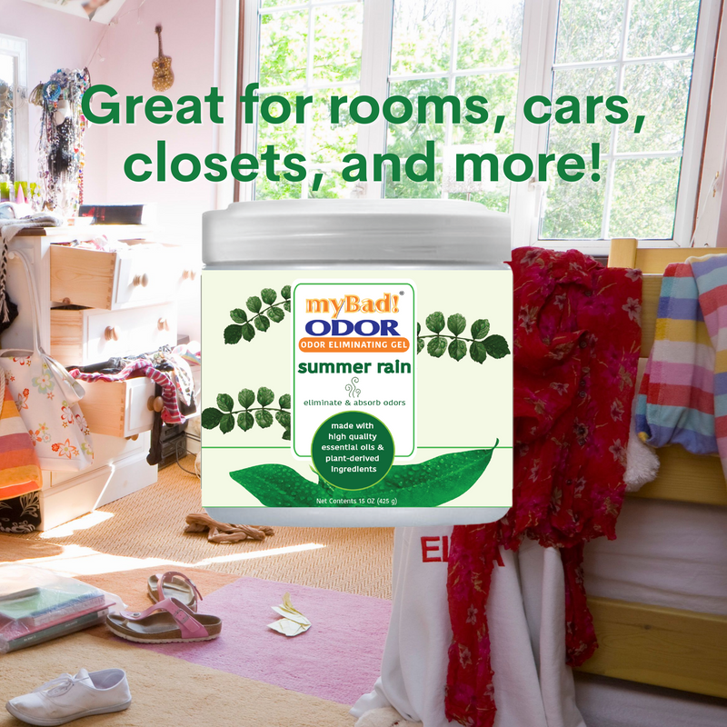 my Bad! Odor Eliminator Gel 15 oz - Summer Rain (2 PACK) Air Freshener - Eliminates Odors in Bathroom, Pet Area, Closets