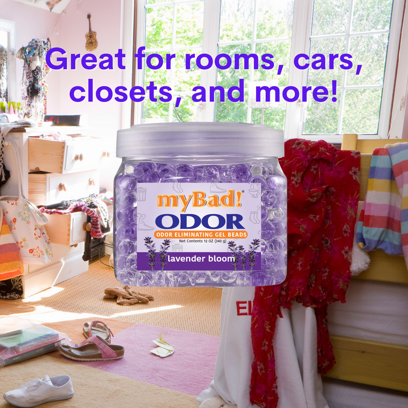 my Bad! Odor Eliminator Gel Beads 12 oz - Lavender Bloom (2 PACK) Air Freshener - Eliminates Odors in Bathroom, Pet Area, Closets