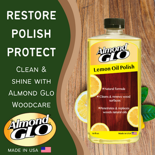 Almond Glo 3-Pack Lemon Oil Polish, 16 oz -Natural Lemon Scented Wood Cleaner & Furniture Polish, Cleans, Renews, Restores & Rejuvenates Wood Surfaces